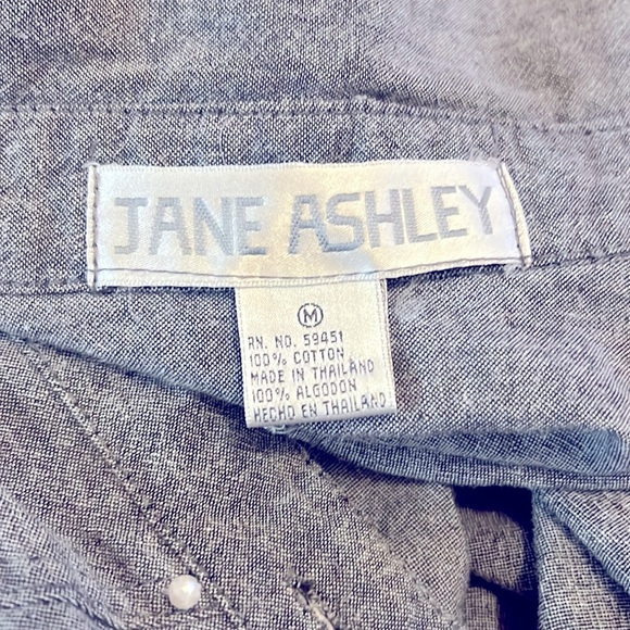 JANE ASHLEY 80’S Vintage Gray blue Embroidered Women’s Shirt - Picture 2 of 6